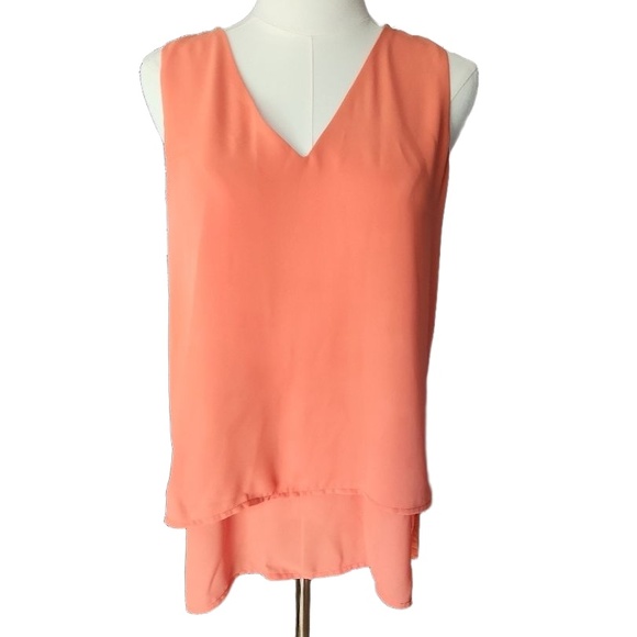 MICHAEL KORS Sleeveless Top Womens Size M Orange Tunic Rounded Hem VibrantCasual - Picture 1 of 8